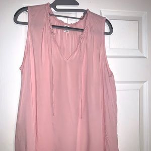 Pink Ruffle Neck sleeveless top